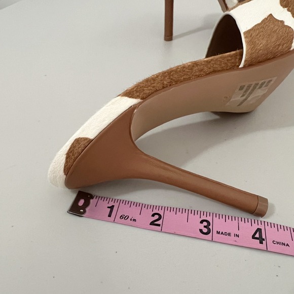 Steve Madden Signal Cow Print Calf Hair Square Toe Stiletto Mules Brown White 9M - Picture 8 of 8
